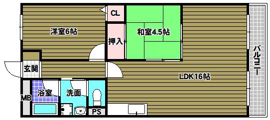 グランドメゾン津々山台(2LDK/1階)の間取り写真