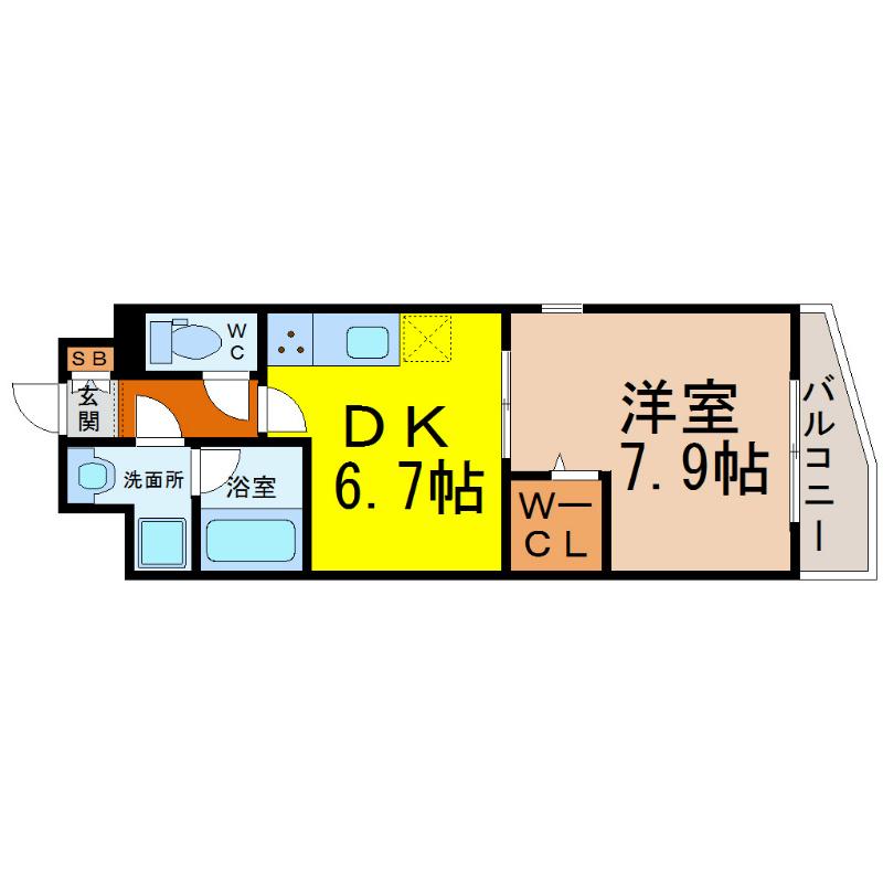 メイベニール(1DK/1階)の間取り写真