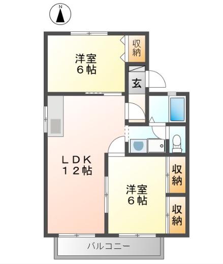 ハートホームいまえだ(2LDK/2階)の間取り写真