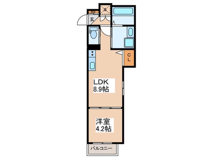 DOAHN 平野本町(1LDK/1階)の間取り写真