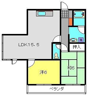 VILLA OASIS(2LDK/2階)の間取り写真