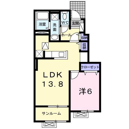 ラフィネIV(1LDK/1階)の間取り写真