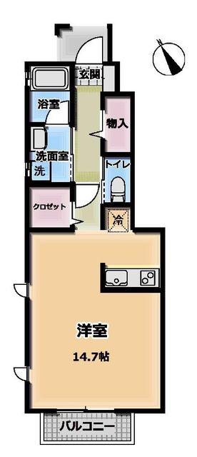 フラワー相模野(1K/1階)の間取り写真