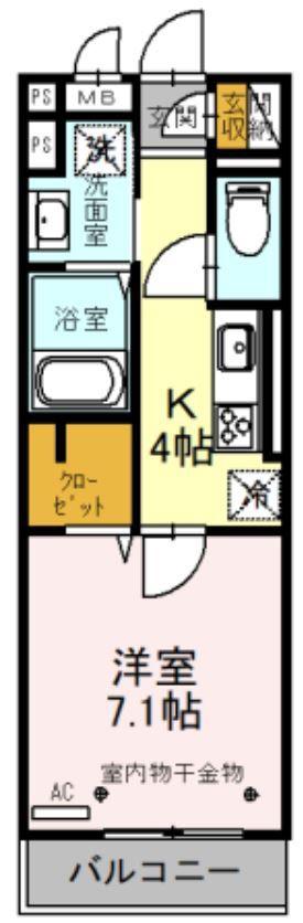ロンサールII(1K/2階)の間取り写真