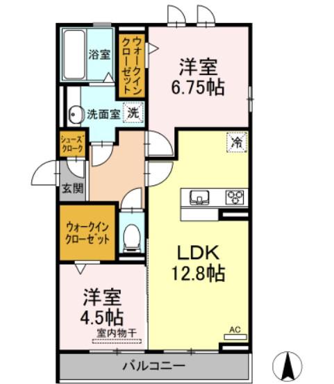 プリエ・ファブール(2LDK/3階)の間取り写真