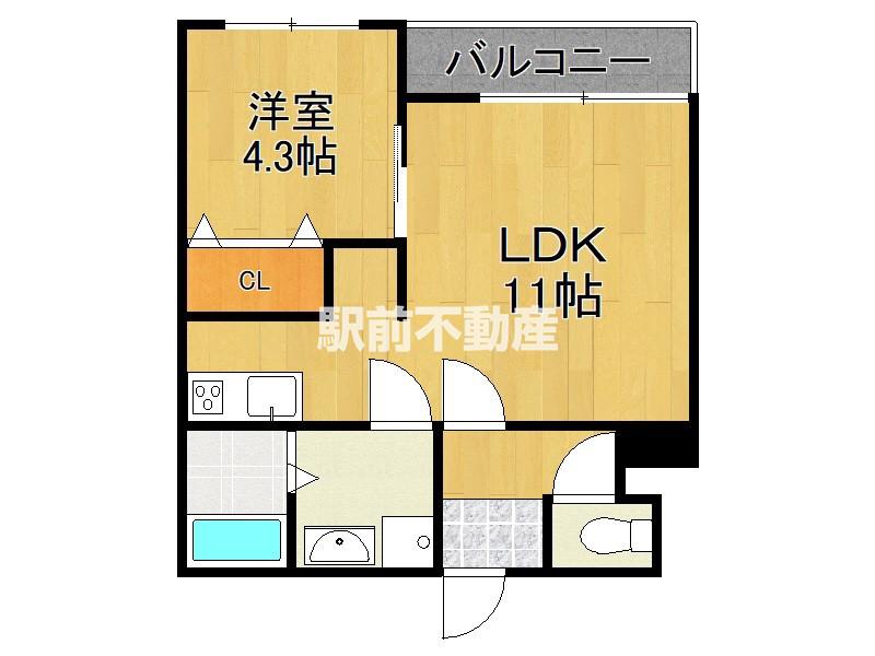 ジリオ鳥栖(1LDK/3階)の間取り写真