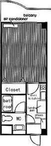 CASA・SOL(1K/2階)の間取り写真