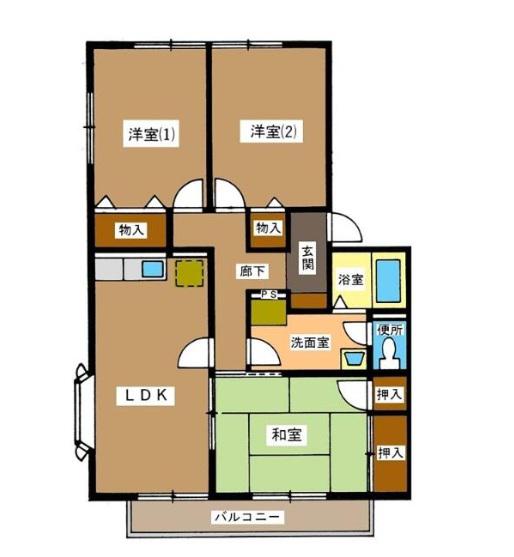 パークハイムA棟(3LDK/2階)の間取り写真