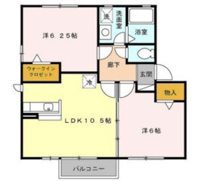 ロワール B棟(2LDK/1階)の間取り写真