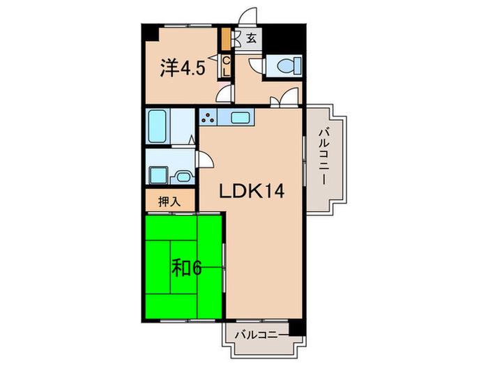 アビタ魚住I(2LDK/5階)の間取り写真