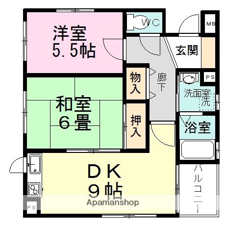 NAOビル(2DK/2階)の間取り写真