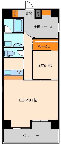 B.KYOMACHIBORI(1SLDK/10階)の間取り写真