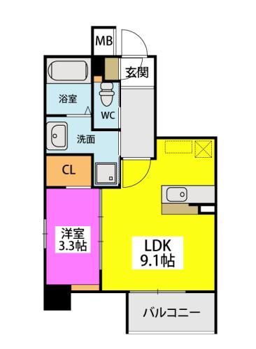 アビターレ吉塚駅前(1LDK/5階)の間取り写真