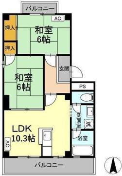 パルコ長和島(2LDK/1階)の間取り写真