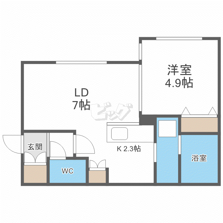 アルファスクエア北24西2(1LDK/2階)の間取り写真