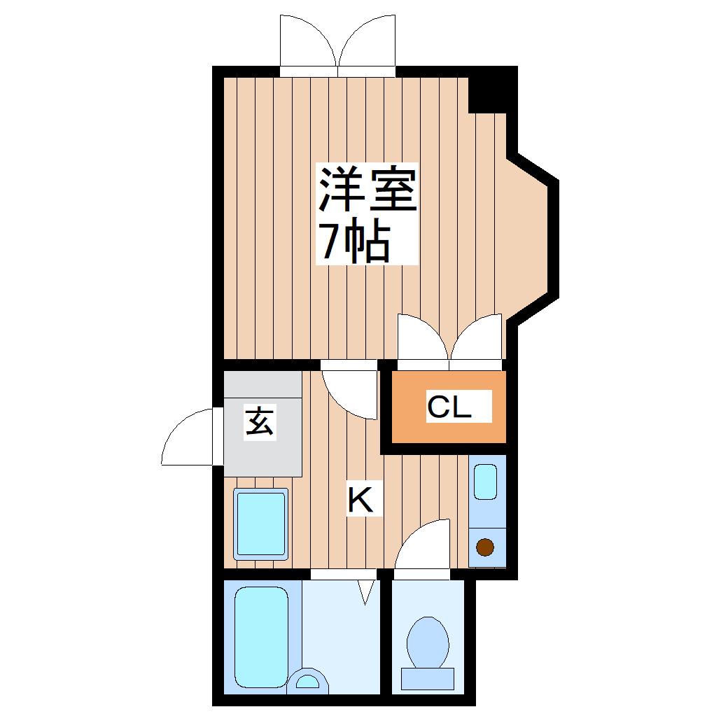 仙台旭ヶ丘ハウス(1K/1階)の間取り写真