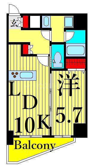 アスール北上野(1LDK/10階)の間取り写真