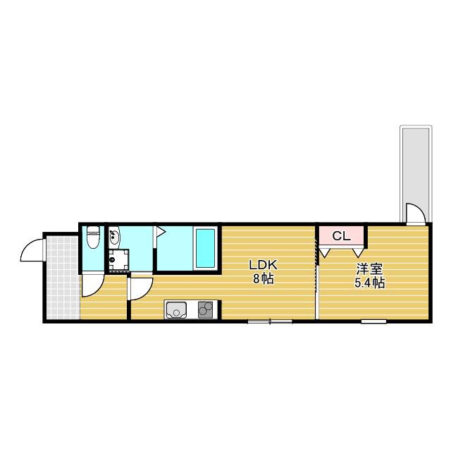 フジパレス庄内西町(1LDK/3階)の間取り写真