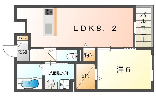 ドゥーヴル ボヌール 寺方錦通(1LDK/2階)の間取り写真