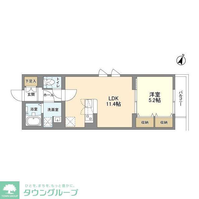 ウェルスクエア幡ヶ谷(1LDK/1階)の間取り写真