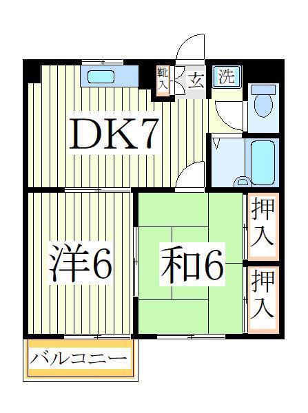 サンハイムKAZU(2DK/3階)の間取り写真