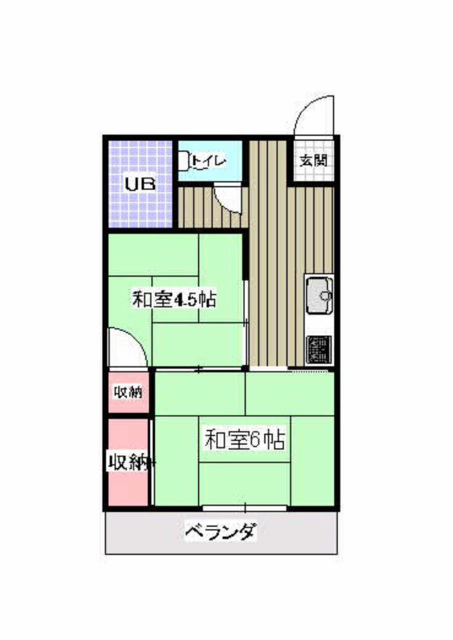 ホワイトハイツ(2K/1階)の間取り写真