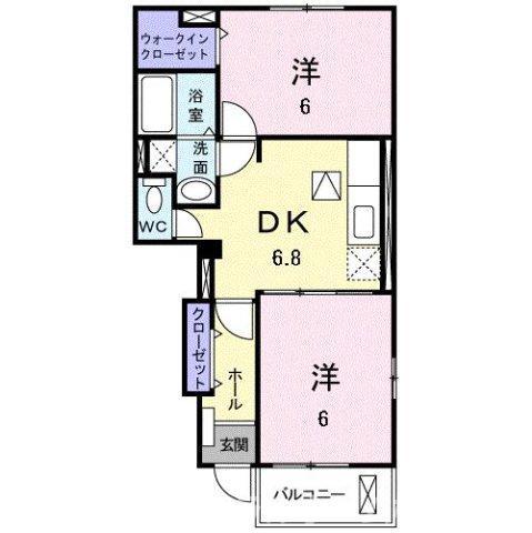 クリアネス F II(2DK/1階)の間取り写真