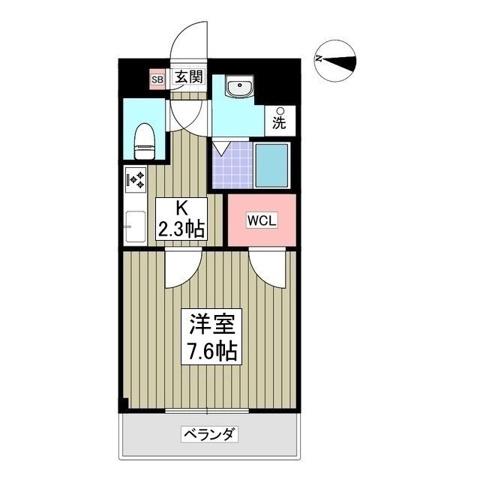 ルミエール岸町(1K/2階)の間取り写真