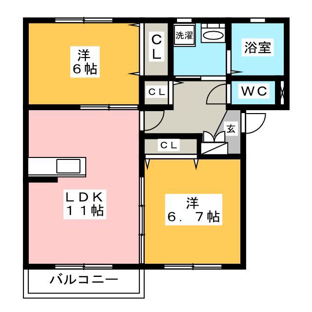 コンフォートTOKIWA(2LDK/2階)の間取り写真