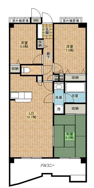 パティオ大宮(3LDK/2階)の間取り写真
