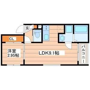 レクスト泉中央(1LDK/1階)の間取り写真