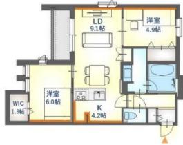 内代レジデンスノース(2LDK/3階)の間取り写真