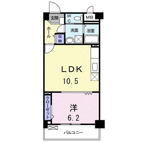 カーサAN(1LDK/3階)の間取り写真