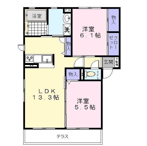 メゾンドプチフォーレ(2LDK/2階)の間取り写真
