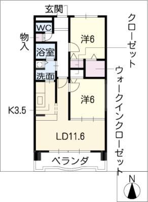 CASA LA PILA(2LDK/5階)の間取り写真