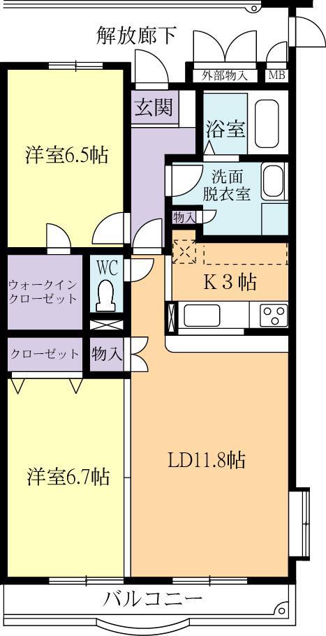 セントラルパレスI(2LDK/2階)の間取り写真