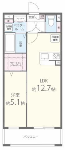 エクレシオ正木(1LDK/1階)の間取り写真