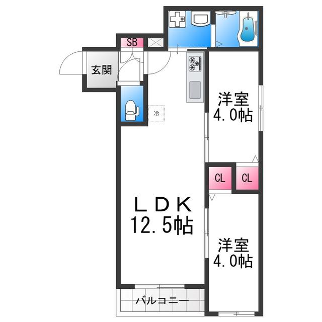 TIO VERDE(2LDK/1階)の間取り写真