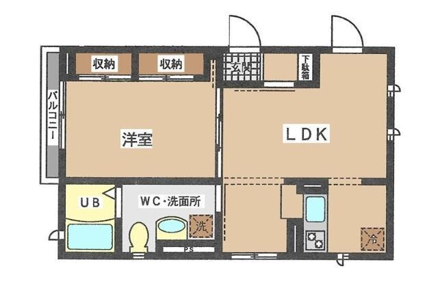 イズリウム(1LDK/2階)の間取り写真