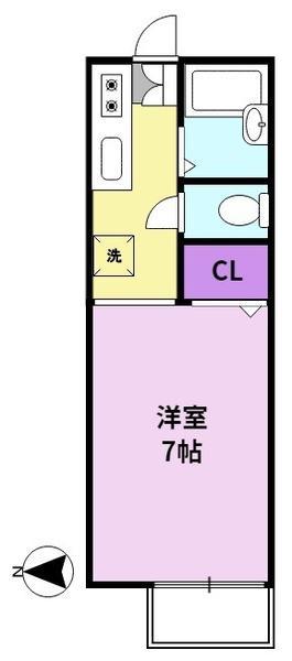 サンガーデン井上C棟(1K/2階)の間取り写真