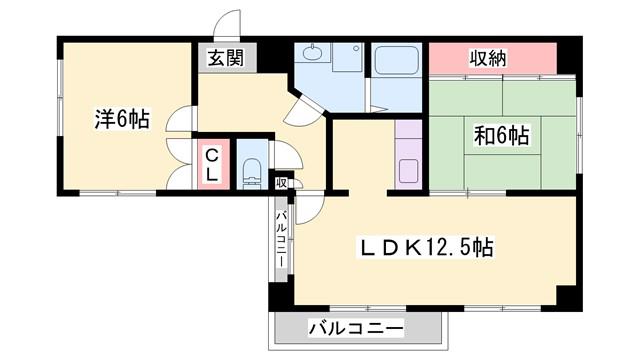 大栄・十二所前レジデンス(2LDK/2階)の間取り写真