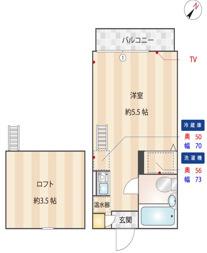 ポートハイツ片倉(ワンルーム/2階)の間取り写真