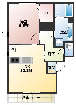 ビュー大久保(1LDK/2階)の間取り写真