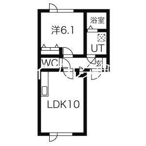 ウィンドミル東苗穂(1LDK/2階)の間取り写真