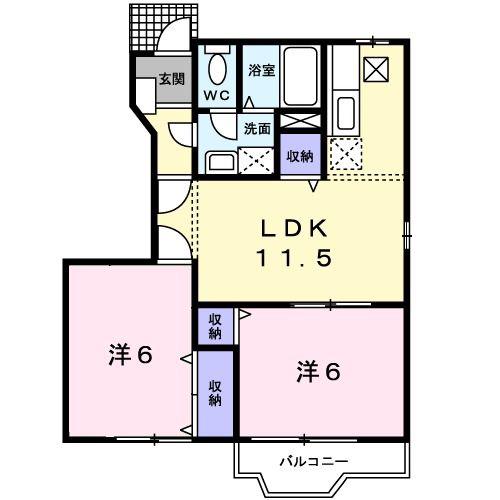 ジュネスコートT(2LDK/1階)の間取り写真
