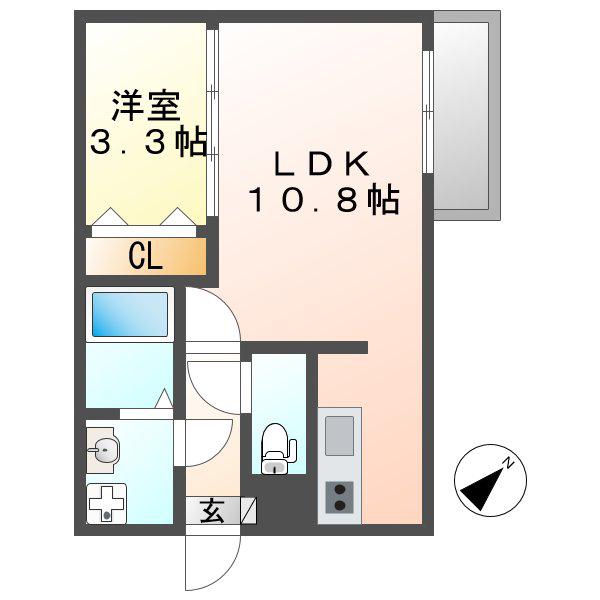 TASTE中村公園(1LDK/2階)の間取り写真