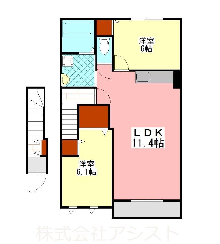 グレイス上三緒(2LDK/2階)の間取り写真