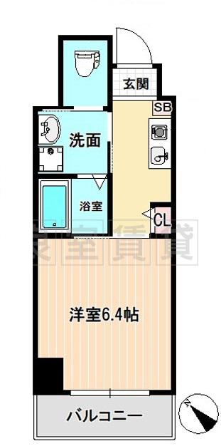 ワイズタワー新栄(1K/2階)の間取り写真
