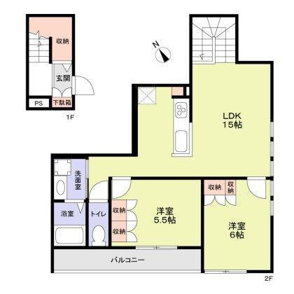 イースト FOREST(2LDK/2階)の間取り写真