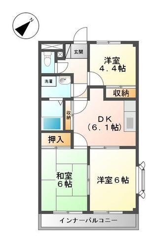 ドルチェ井上(3DK/2階)の間取り写真